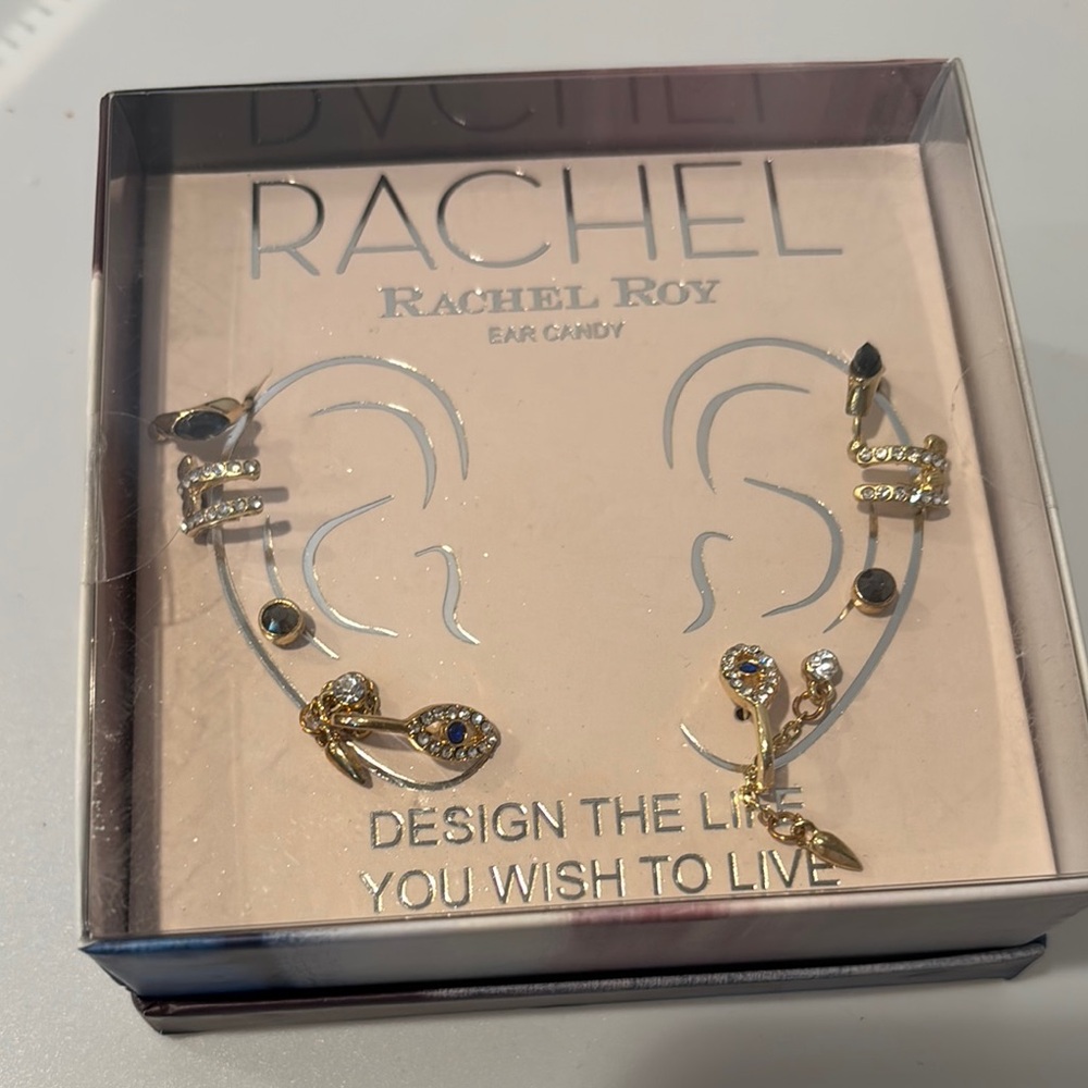 Rachel Roy Gold and Black Ear Cuffs